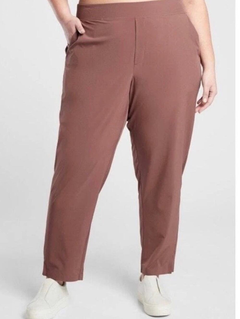 Athleta Brooklyn Ankle Pants Pull-On Lightweight Mineral Brown Size 24